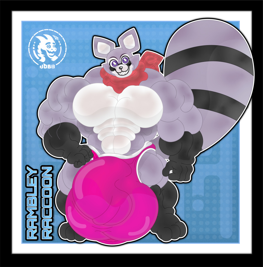 alpha_channel anthro balls bulge clothed clothing detailed fur genitals hi_res hyper indigo_park jdbo-arts male male_only mammal muscular muscular_male penis procyonid raccoon rambley_raccoon solo tail underwear