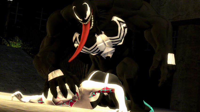 3d 5_fingers animated claws female gwen_stacy hi_res human humanoid male mammal marvel mask masked masked_female mrflaptastic muscular nude penis sex source_filmmaker spider-gwen spider-man_(series) straight symbiote teeth venom_(marvel) video_games