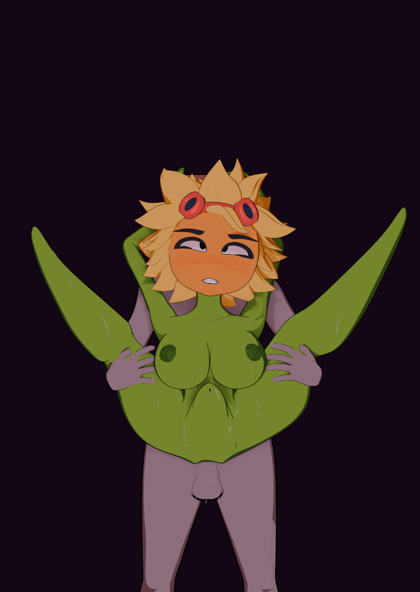 cum female flora_fauna huge_breasts huge_cock human_on_plantie plant_girl plantie plants_vs_zombies pvz shadow2405 solar_flare_(pvz)
