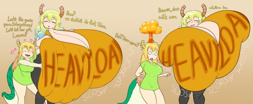 breast_expansion breast_vore delt digested elma_(dragon_maid) huge_breasts hyper_breasts kobayashi kobayashi-san_chi_no_maidragon lucoa massive_breasts miss_kobayashi's_dragon_maid quetzalcoatl_(dragon_maid) soft_vore surprised tohru_(dragon_maid) vore