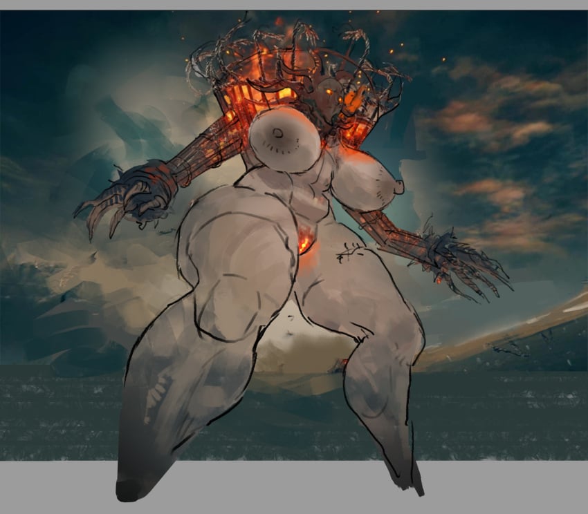 1girls alternate_version_available big_ass big_breasts breasts breasts_out elden_ring female female_only fromsoftware furnace_golem giantess humanized marshviolet8 nude shadow_of_the_erdtree thick_thighs