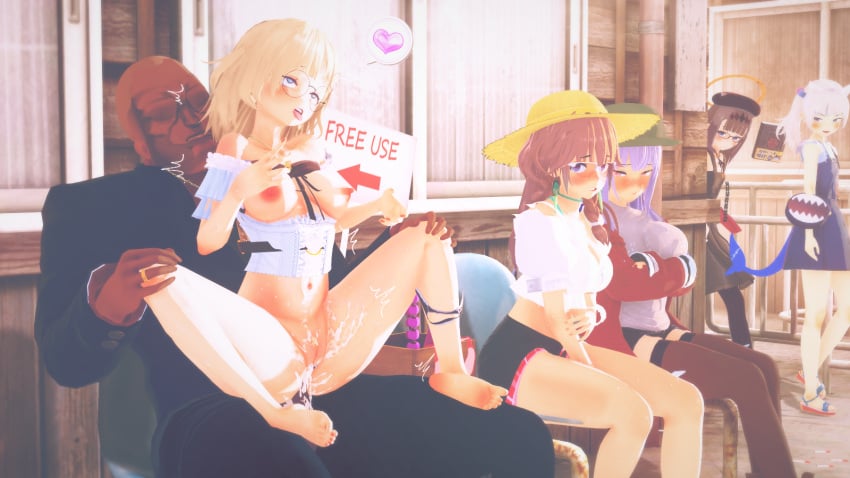 gawr_gura hololive hololive_english hololive_myth mori_calliope ninomae_ina&#039;nis public_sex pussy pussy_juice school takanashi_kiara watson_amelia