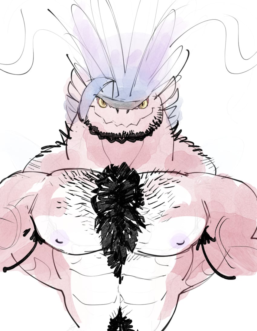 bara big_muscles chest_hair facial_hair koraidon male male_only muscles muscular nintendo no_visible_genitalia nude pokémon_(species) pokemon pokemon_(species) ripped-saurian solo solo_male