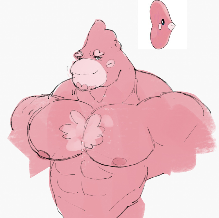 bara big_muscles luvdisc male male_only muscles muscular nintendo no_visible_genitalia nude pokémon_(species) pokemon pokemon_(species) ripped-saurian solo solo_male