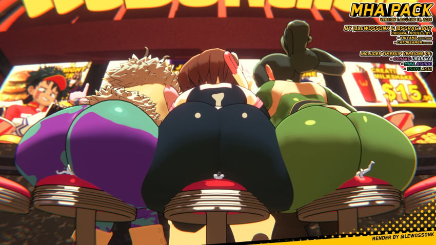 3girls 4boys ass big_ass big_butt brown_hair_female butt butt_crush buttcrush clothed clothed_female deku giantess green_hair green_hair_female hero_outfit_(mha) izuku_midoriya lewdssonk light-skinned_female light_skin long_tongue manga midoriya_izuku mina_ashido my_hero_academia ochako_uraraka pink-skinned_female pink_hair pink_hair_female pink_skin post-timeskip tsuyu_asui uraraka_ochako