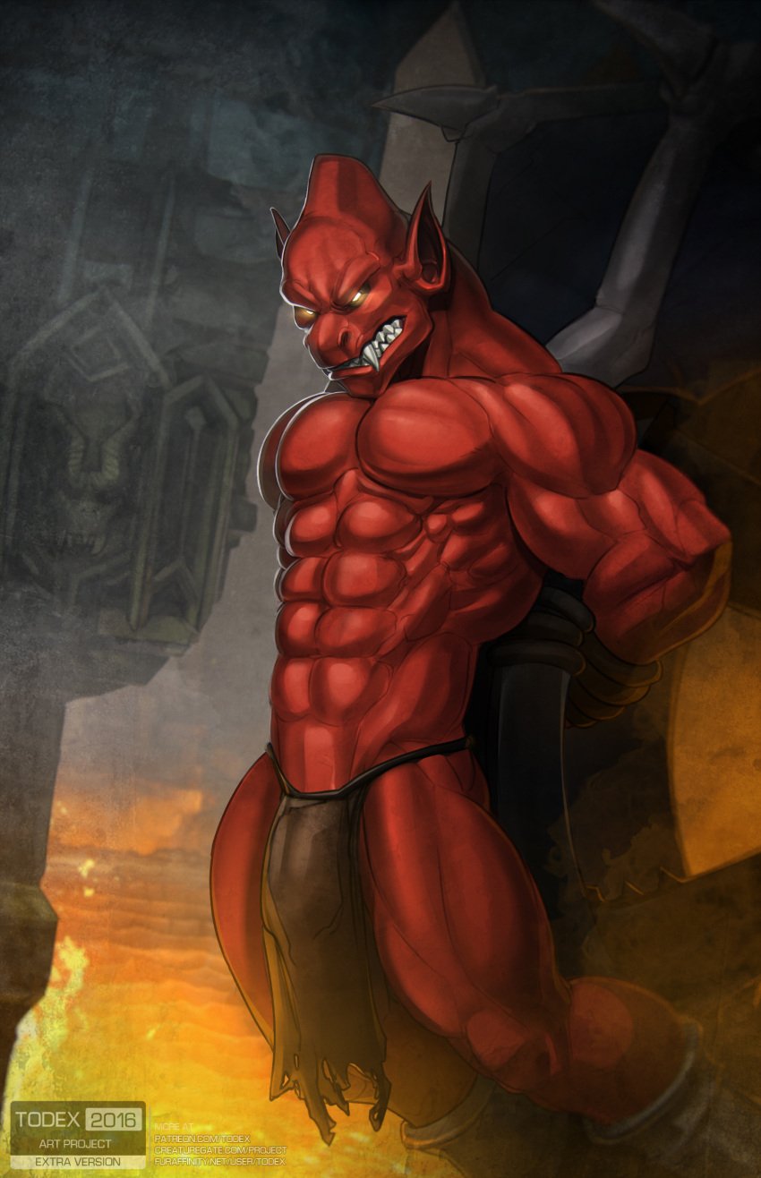 balls bulge demon demon's_crest firebrand flaccid ghosts_'n_goblins loincloth male male_only penis red_arremer red_body red_skin solo solo_male todex wings