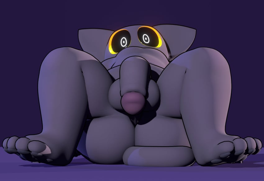 3d 3d_(artwork) 4_toes balls big_ass big_balls big_penis black_pawpads fanfurry feet feline femboy furry genitals gray_fur highres javi_(k1ko) k1ko legs_apart male male_only orange_eyes pawpads penis solo tagme tagme_(artist) yellow_eyes