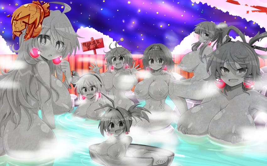 alice_margatroid breasts hata_no_kokoro kogasa_tatara nipples nude onsen patchouli_knowledge petrification rindou_(p41neko) seiga_kaku sukuna_shinmyoumaru tagme touhou youmu_konpaku