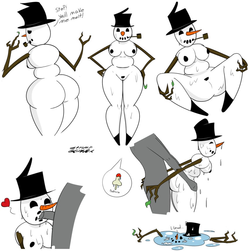 black_nipples breasts faceless_male fellatio female heart humor male melting nipples oral penetration penis pussy sex slightly_chubby snowman snowwoman straight stumpy sweat vaginal_penetration white_pussy