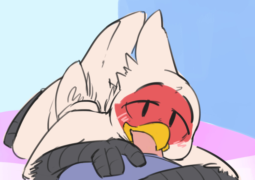 2016 anthro avian beak beakjob bird blush dosent duo erection fellatio looking_at_viewer male martin_(dosent) oral penis sex simple_background solo_focus talons wings yaoi