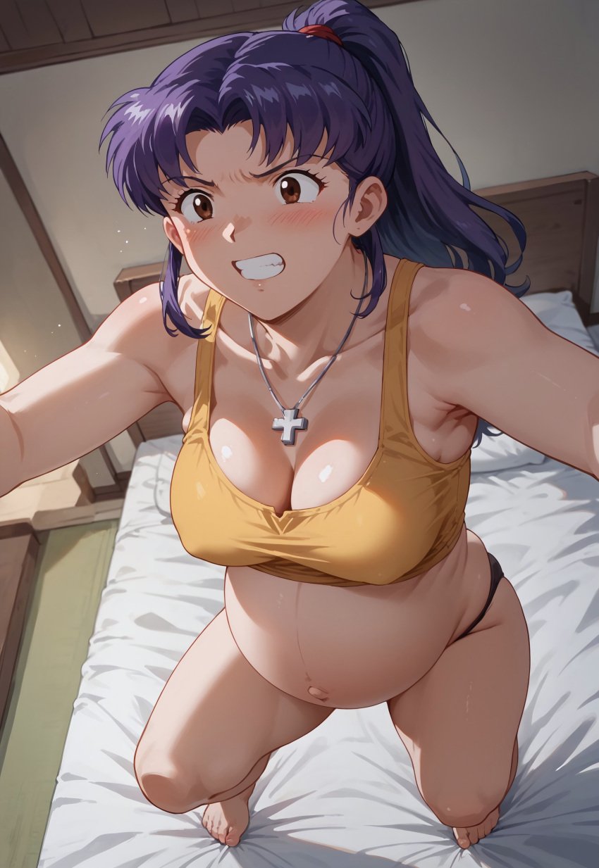 ai_generated big_belly big_breasts cleavage misato_katsuragi neon_genesis_evangelion pregnancy pregnant pregnant_belly