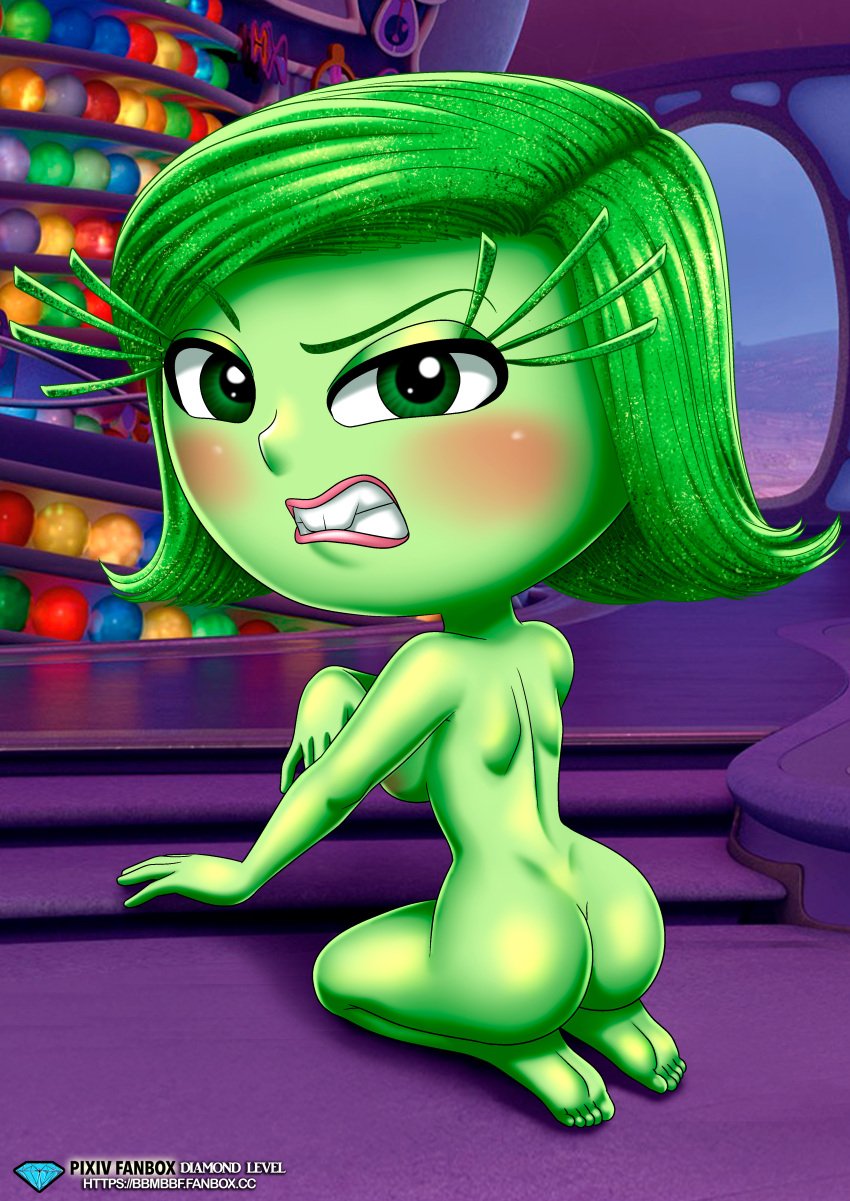 1girls ass barefoot bbmbbf blush breasts diamond_level disgust_(inside_out) disney female female_only inside_out lipstick looking_at_viewer nude palcomix pietros_secret_club pixar solo teeth