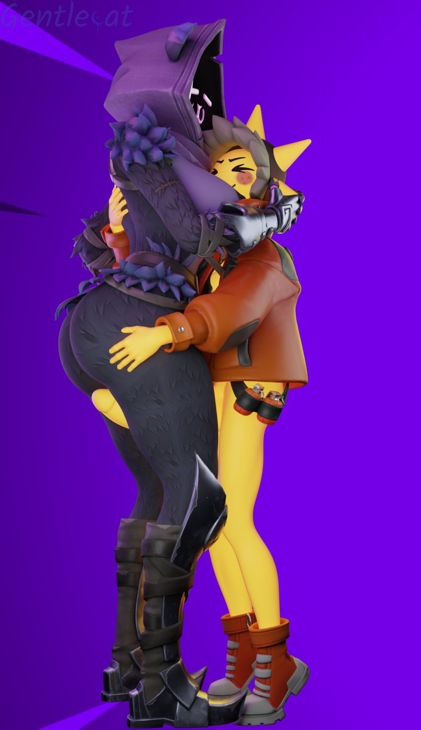 big_breasts big_penis cock_between_ass fortnite gentlecat head_on_breasts hugging raven_team_leader smaller_male sunspot_(fortnite) tagme taller_girl