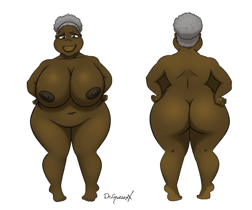 african african_female afro ass drgonzo female gemma_(drgonzo) gilf granny huge_ass old_woman thick