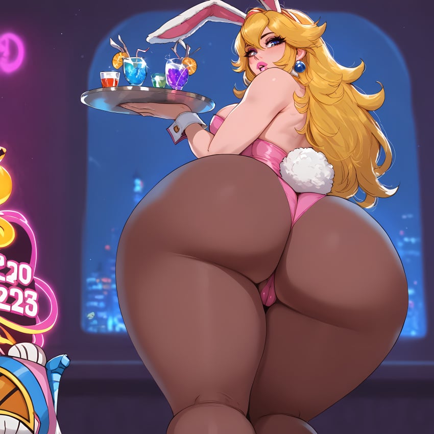 ai_generated ass_focus badgenart big_ass blonde_hair blue_eyes bowser bunny_ears cameltoe casino mario_(series) nintendo playboy_bunny princess_peach