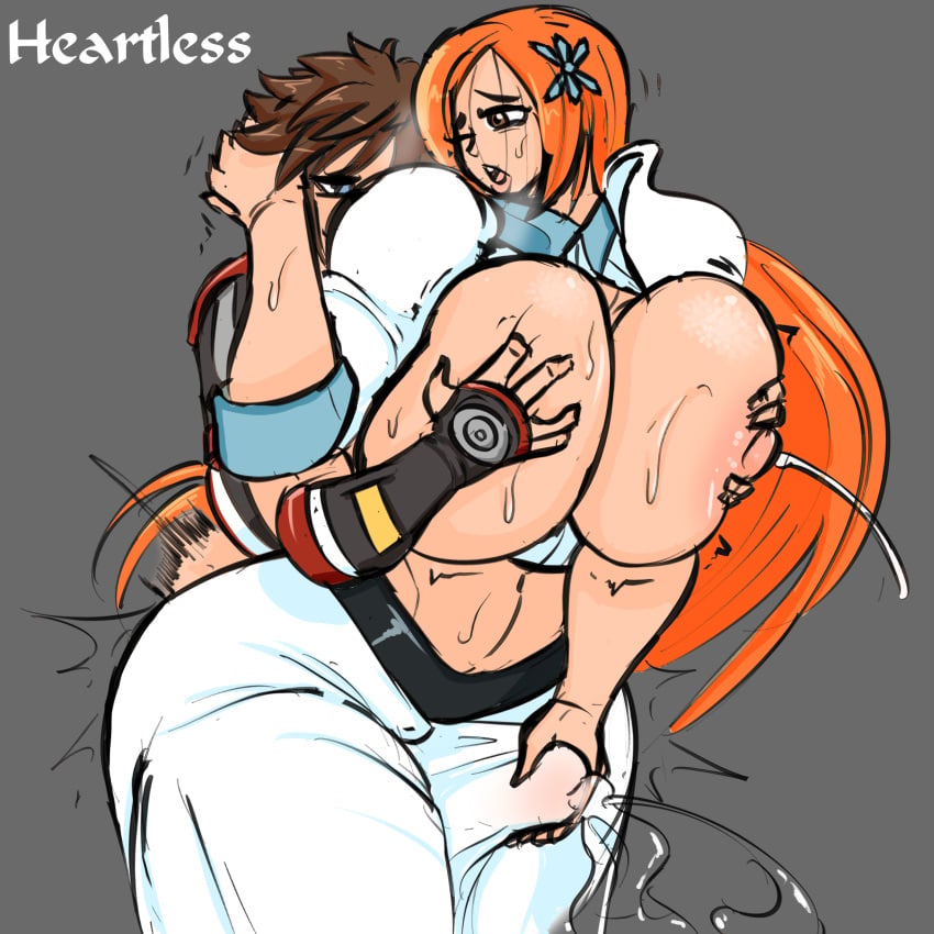 bleach bleach:_the_thousand-year_blood_war breast_grab breast_squeeze caressing_face cheating_girlfriend cheating_wife commission commissioner_upload crossover cum_through_clothes erection_under_clothes fondling gokusenpai huge_ass huge_breasts huge_cock inoue_orihime kingdom_hearts kingdom_hearts_iii lactation leaking_milk looking_pleasured loving_gaze netorare penis_grab precum sora sweat thigh_sex unrealistic_proportions wide_hips