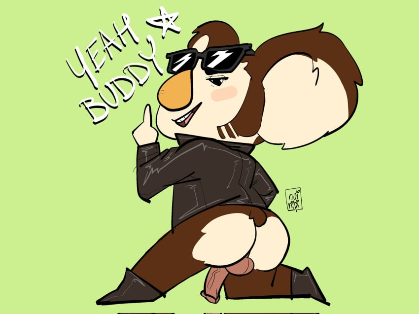 animal_crossing anthro ass balls bottomless eugene_(animal_crossing) flaccid furry koala male male_only nintendo noinipi pantsless penis solo solo_male sunglasses