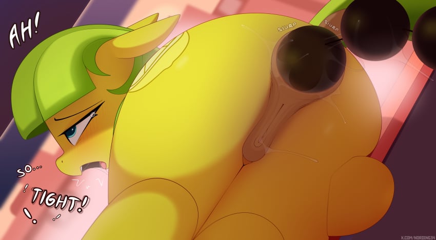 absurd_res anal anal_beads anal_beads_in_ass anal_sex anus ass bodily_fluids cutie_mark dialogue equid equine female genital_fluids genitals green_hair hair hasbro hi_res horse mammal my_little_pony nording object_in_ass open_mouth penetration pony pupils pussy rear_view sex_toy sex_toy_in_ass sex_toy_insertion solo text thick_thighs vaginal_fluids