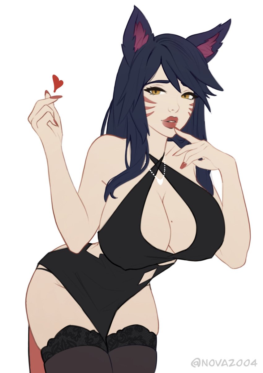 2d 2d_(artwork) ahri artist_name artist_request ass black_dress black_hair breast_focus breasts breasts_out cat_ears catgirl dress fur furry girl girly hentai huge_ass huge_breasts league_of_legends nipples nova2004 riot_games sex thick_ass thick_thighs thighhighs thighs waifu