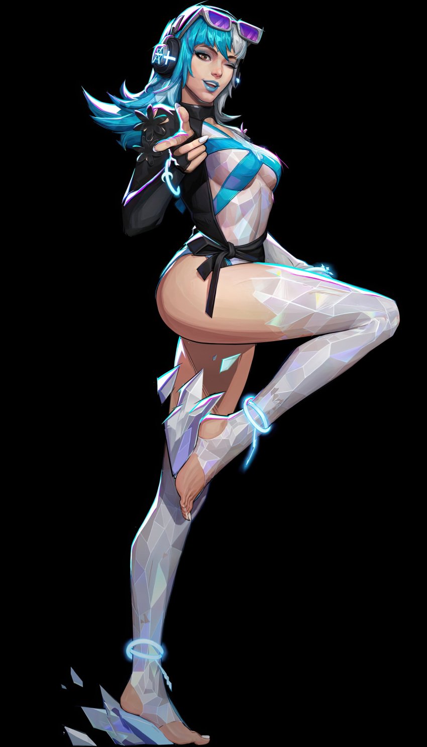 1girls ass barefoot feet female female_only luna_snow luna_snow_(cool_summer) luna_snow_(marvel_rivals) marvel marvel_rivals official_alternate_costume official_art solo thick_thighs wink
