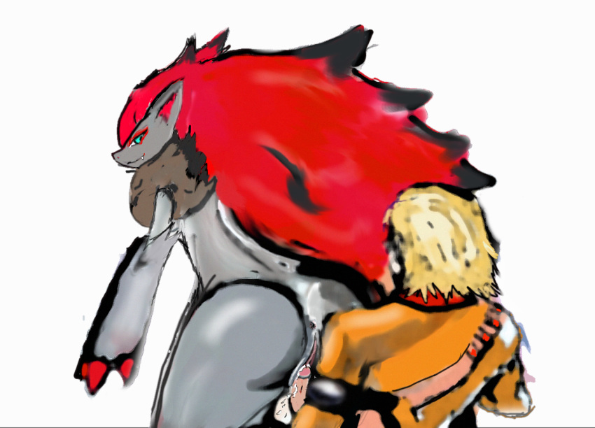 artist_request crossover female game_freak generation_5_pokemon interspecies kojima_productions male male/female metal_gear metal_gear_solid metal_gear_solid_v nintendo penis pokemon pokemon_(species) pokephilia revolver_ocelot unknown_artist video_games white_background zoroark