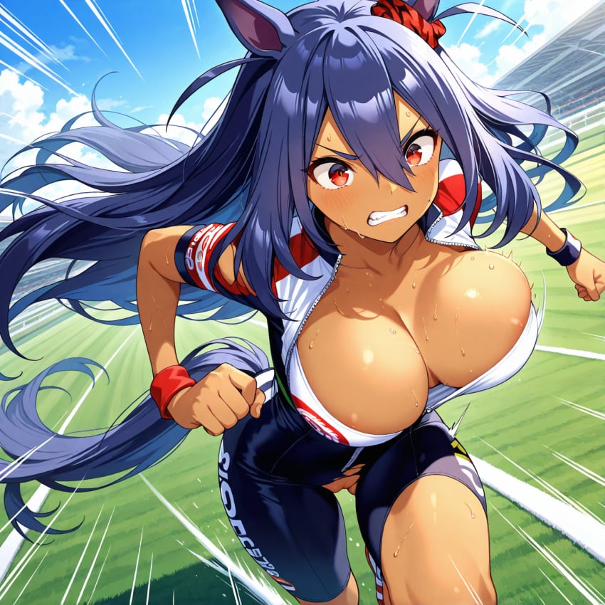 ai_generated breasts pussy ripped_clothing running ryuuzen