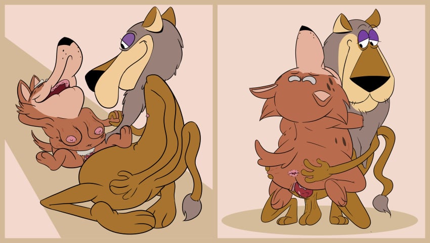 absurd_res anthro anus ass balls beard bent_legs bob-jiggles bodily_fluids breasts brown_background brown_body brown_fur butt_grab cartoon_network closed_eyes duo elderly elderly_anthro elderly_female elderly_male facial_hair feet felid female fur genital_fluids genitals grey_beard grey_body grey_facial_hair grey_pubes gums_(mouth) half-closed_eyes hand_behind_head hand_holding hand_on_butt hanna-barbera hardy_har_har hbo_max head_back hi_res hindpaw holding_body holding_up holding_up_other_character hyena jellystone_(hbo_max) kneeling kneeling_on_ground kneeling_sex legs_up lion lippy_the_lion lippy_the_lion_and_hardy_har_har looking_pleasured male male/female mammal markings moan narrowed_eyes nipples no_teeth nude nude_anthro nude_female nude_male pantherine paws penetration penile penile_penetration penis penis_in_pussy pubes raised_head rear_view saggy_balls sex simple_background smile smiling_at_another smiling_at_partner spots spotted_body spotted_fur spotted_markings spread_legs spreading tail vaginal_fluids vaginal_penetration vaginal_penetration