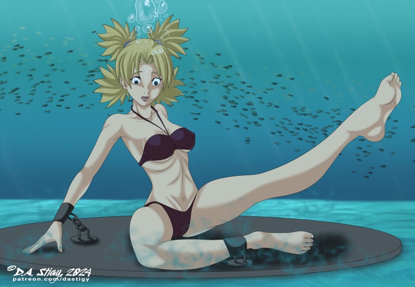 1girls 5_toes barefoot bikini blonde_hair blue_eyes damsel_in_distress dastigy feet female female_only heroine_in_trouble naruto naruto_(series) peril soles solo solo_female solo_only temari toes underwater underwater_peril