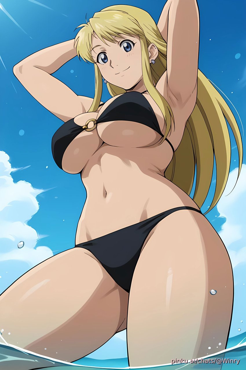 ai_generated aichat beach bikini candid ecchi fullmetal_alchemist pinku pinku.ai pinkuai swimming winry_rockbell