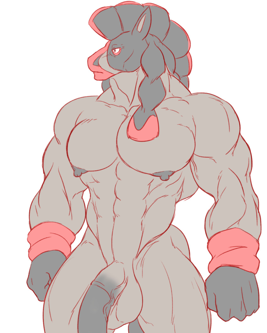 1boy abs anthro equine flaccid furry horse maiofu male male_only mammal mudsdale muscular nintendo nipples penis pokemon pokemon_sm solo testicles veins veiny_penis video_games