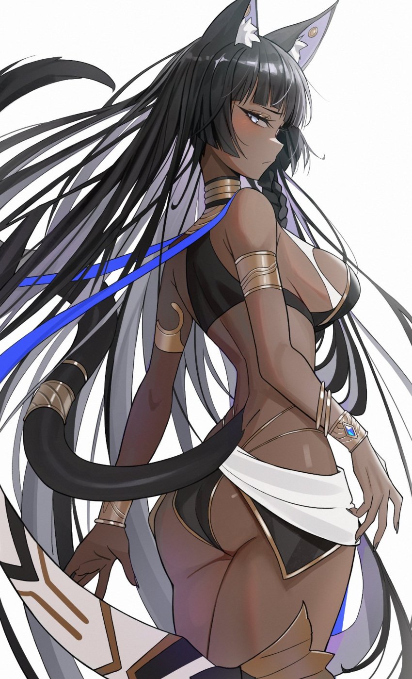 1girls adult adult_female animal_ear_fluff animal_ears animal_tail armband ass ass ass_cleavage back bare_arms bare_ass bare_back bare_butt bare_hands bare_hips bare_legs bare_midriff bare_shoulders bare_skin bare_thighs bewitching_thighs birthing_hips black_hair black_hair_female blunt_bangs bracelet breasts brown-skinned_female brown_skin brown_skinned_female bust_cup busty busty_female busty_girl butt_crack butt_crack_outline cat_ears cat_tail character_request child_bearing_hips collarbone copyright_request curvaceous curvaceous_body curvaceous_female curvaceous_figure curvaceous_hips curvaceous_thighs curvy curvy_ass curvy_body curvy_female curvy_figure curvy_hips curvy_thighs dark-skin dark-skinned_female dark_skin dark_skinned dark_skinned_female dot_nose elbows exposed_arms exposed_ass exposed_back exposed_butt exposed_hips exposed_legs exposed_midriff exposed_shoulders exposed_skin exposed_thighs female female_focus female_only fertile_hips fingernails fingers gold_armband gold_bracelet high_resolution highres hourglass_figure kiritzugu large_breasts lean_body lean_figure legs long_hair looking_at_viewer looking_back looking_back_at_viewer looking_sideways looking_to_the_side mature mature_female midriff multicolored_hair narrow_waist profile purple_eyes purple_eyes_female shoulders sideboob simple_background slender_body slender_waist slim_girl slim_waist solo standing thick_ass thick_thighs thighs thin_waist upper_body very_long_hair white_background white_hair white_hair_female wide_hips