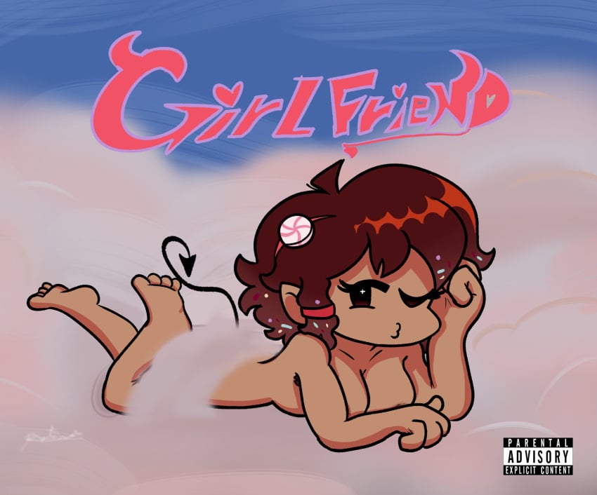 album_art album_сover ass censored cover demon demon_girl dirtarts_nsfw female female_only friday_night_funkin girlfriend_(friday_night_funkin) heaven pose solo_female tail wink