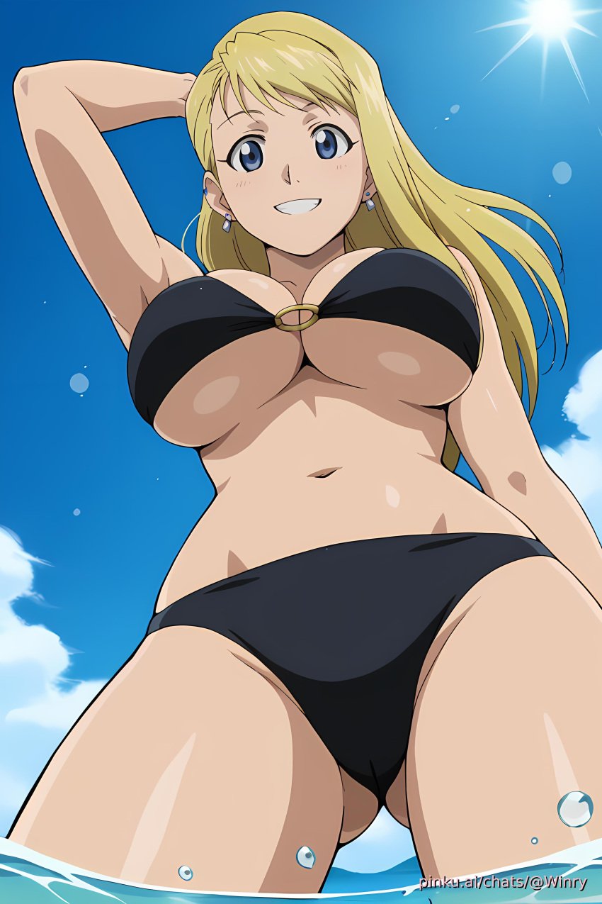 ai_generated aichat beach bikini candid ecchi fullmetal_alchemist pinku pinku.ai pinkuai swimming winry_rockbell