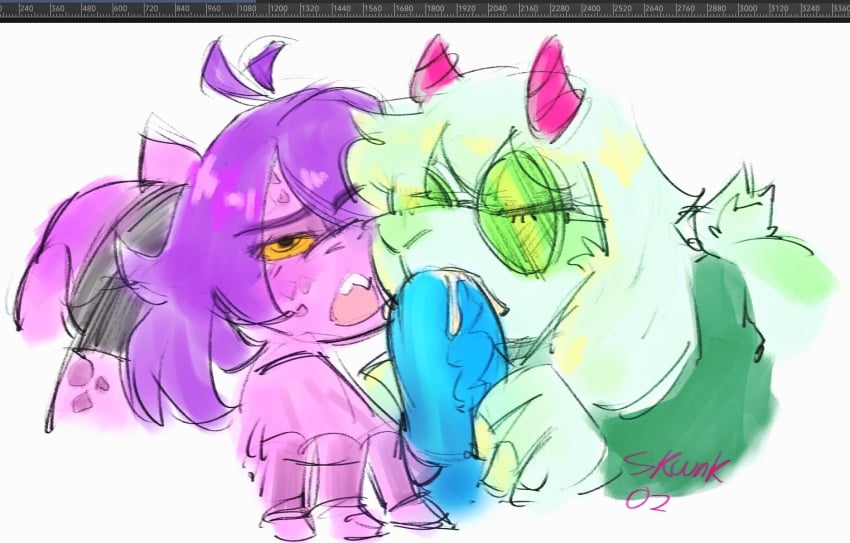 bisexual bisexual_threesome blowjob blue_skin deltarune fellatio furry furry_male kris_(deltarune) male_pov purple_skin ralsei ralsei_(deltarune) ralsei_with_white_fur scalie skuunk02 susie_(deltarune) threesome white_fur