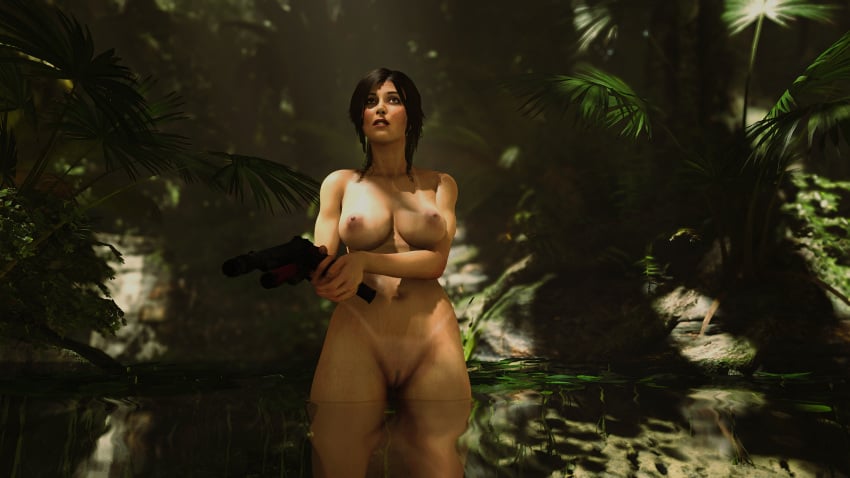 1girls 3d completely_nude completely_nude_female faith103 female gun lara_croft mod nude nude_female nude_mod solo tanline tomb_raider weapon