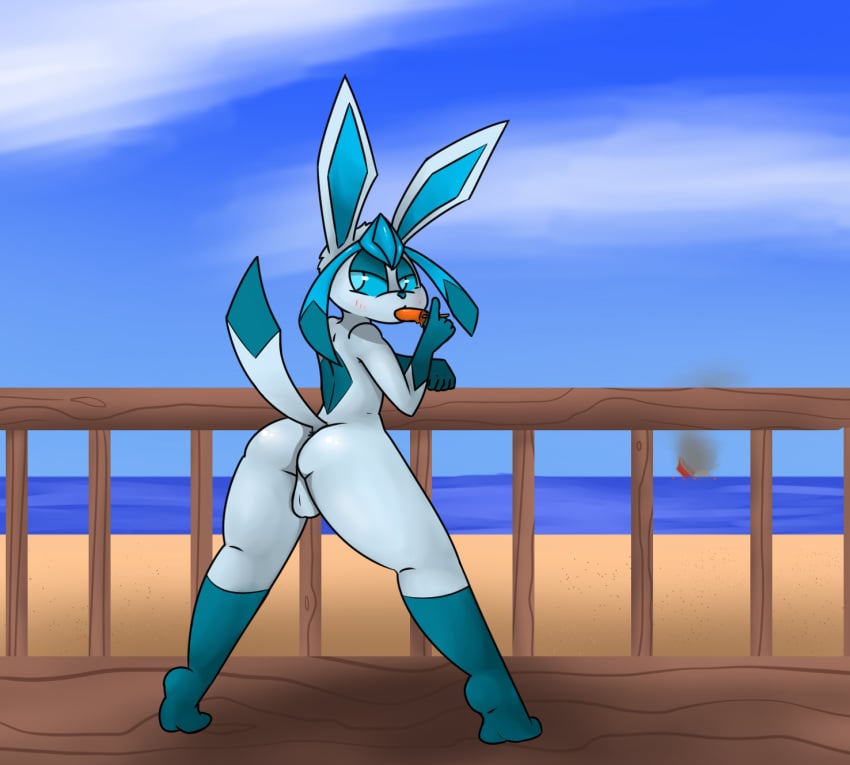 anthro anthrofied ass backsack balls beach blue_eyes blue_fur blue_hair boat cloud dessert eeveelution food fur furry furry_only girly glaceon hair ice_cream iguanasarecool invalid_tag looking_back maanus male male_only markings nintendo outside pokémon_(species) pokemon rail sand sea seaside ship sky solo standing tail vehicle video_games water