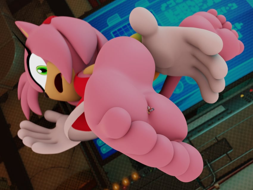 3d 4:3 5_toes amy_rose anthro digital_media_(artwork) disruploflo duo feet female female/female foot_fetish foot_focus foot_play hi_res humanoid_feet idw_publishing low-angle_view micro plantigrade sega soles sonic_(series) sonic_the_hedgehog_(comics) sonic_the_hedgehog_(idw) sonic_the_hedgehog_(series) stuck_to_foot tangle_the_lemur toes trampling