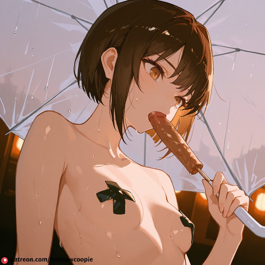 ai_generated beautfiul_background brown_eyes dark_brown fair_skin fellatio female izakaya pasties psycho-pass sad sharp_features sharp_gaze short_bob_hair slightly_tousled_at_the_ends small_breasts straight_and_neat stunning_backgroud sweat_on_forehead tall_and_slender transparent_umbrella tsunemori_akane