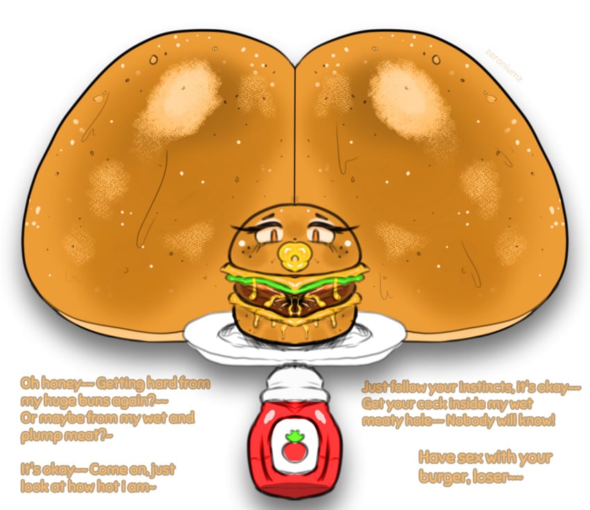 bimbofied bread buns burger burger_king cringe food hamburger hamburger_bun humilliation inanimate_object inanimate_objects tagme text what zeraniumz