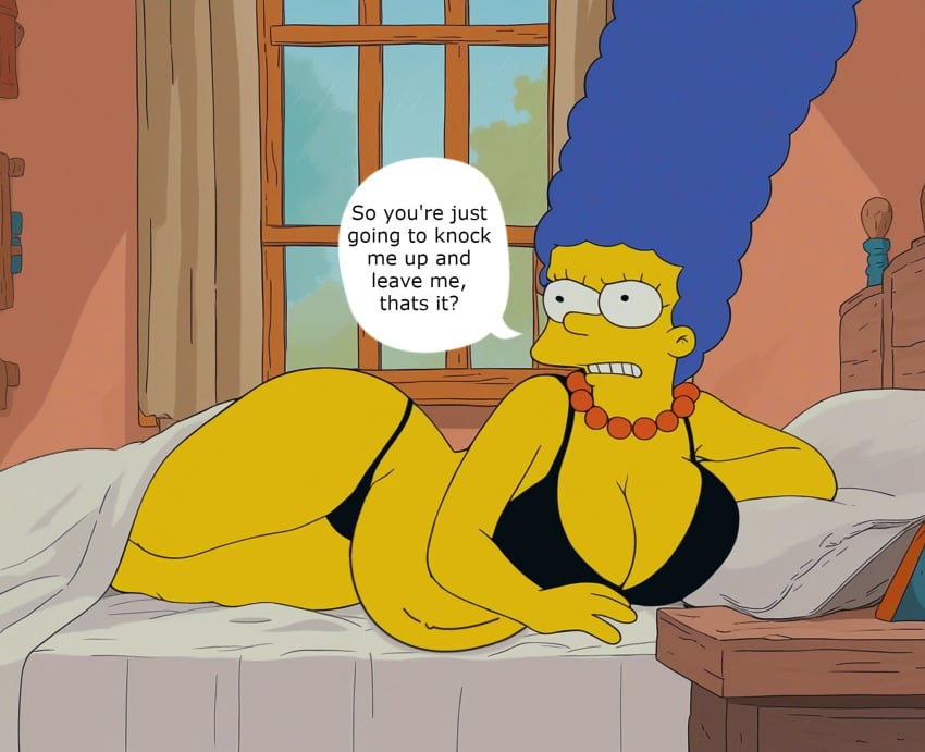 20th_century_fox 20th_century_studios angry bed bra edit laying_down laying_on_bed marge_simpson pregnant the_simpsons