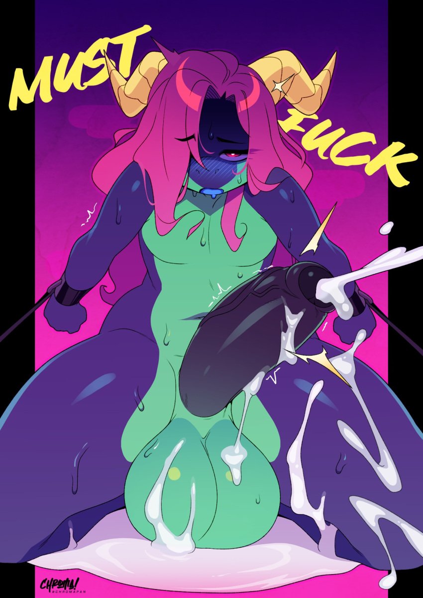 2025 2_horns anthro balls big_penis black_penis blue_tongue blush bodily_fluids bound chromapan cum cum_on_balls cum_on_ground cum_on_leg cum_on_own_balls cum_on_own_leg cum_on_self cum_pool cumshot dragon ejaculation english_text eyebrow_through_hair eyebrows eyelashes eyelashes_through_hair femboy genital_fluids genitals green_body green_scales hair hands_tied hi_res horn ike_(ikeywike) long_hair looking_at_viewer male male_anthro mythological_creature mythological_scalie mythology nude_anthro nude_male pear-shaped_figure penis purple_hair red_eyes scales scalie signature solo sweat sweaty_body text tongue translucent translucent_hair tremble_spikes vein veiny_penis wavy_horn wide_hips wingless_dragon yellow_horn