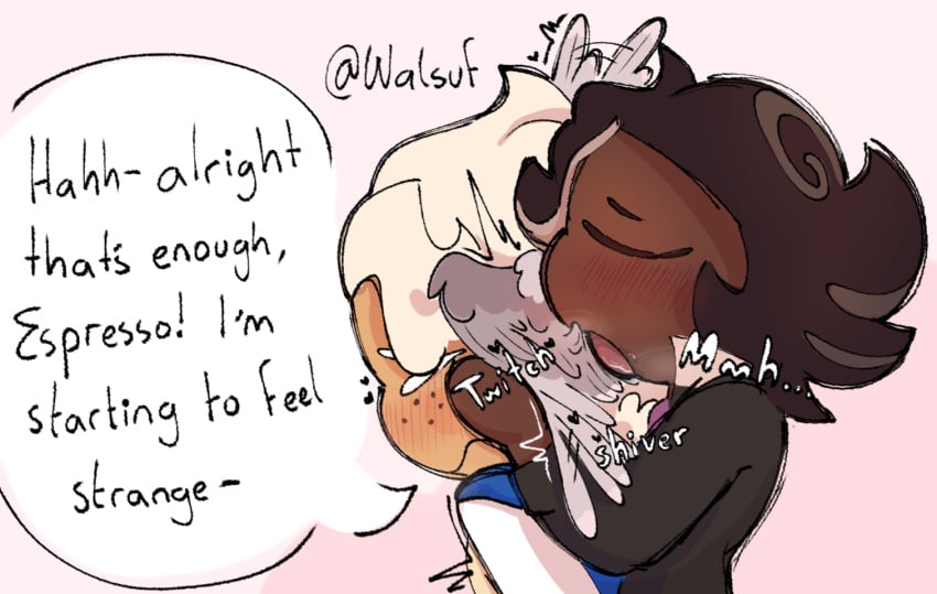 cookie_run cookie_run_kingdom espresso_cookie licking madeleine_cookie text wing_play wings wings_on_head