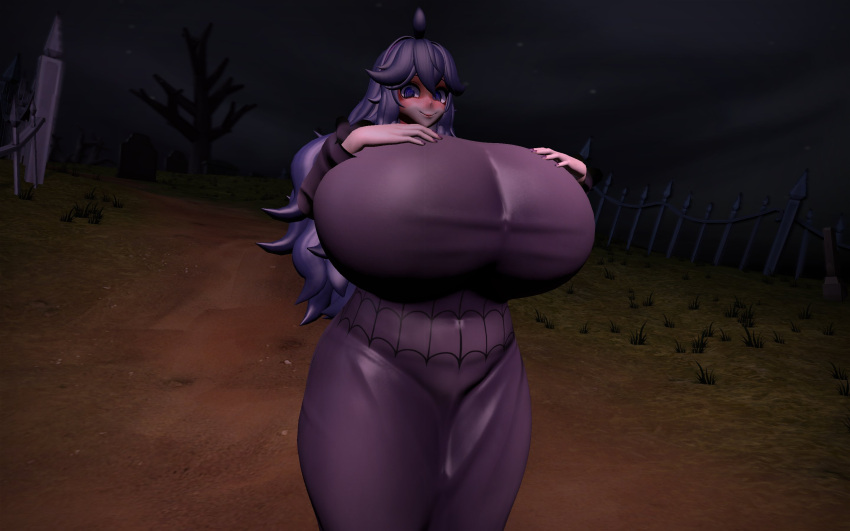 1girls 3d 3d_(artwork) alternate_version_available big_breasts big_thighs breasts breasts_bigger_than_head busty clothed clothing curvy dress female female_only hands_on_breasts hex_maniac hex_maniac_(pokemon_xy) huge_breasts huge_thighs indigo_hair large_breasts large_thighs long_hair long_sleeves looking_at_viewer nail_polish nintendo outdoors pokemon purple_eyes purple_nail_polish purple_nails smile smiling_at_viewer solo swirly_eyes thhypercombine12 thick thick_hips thick_thighs thighs thighs_bigger_than_head wide_hips