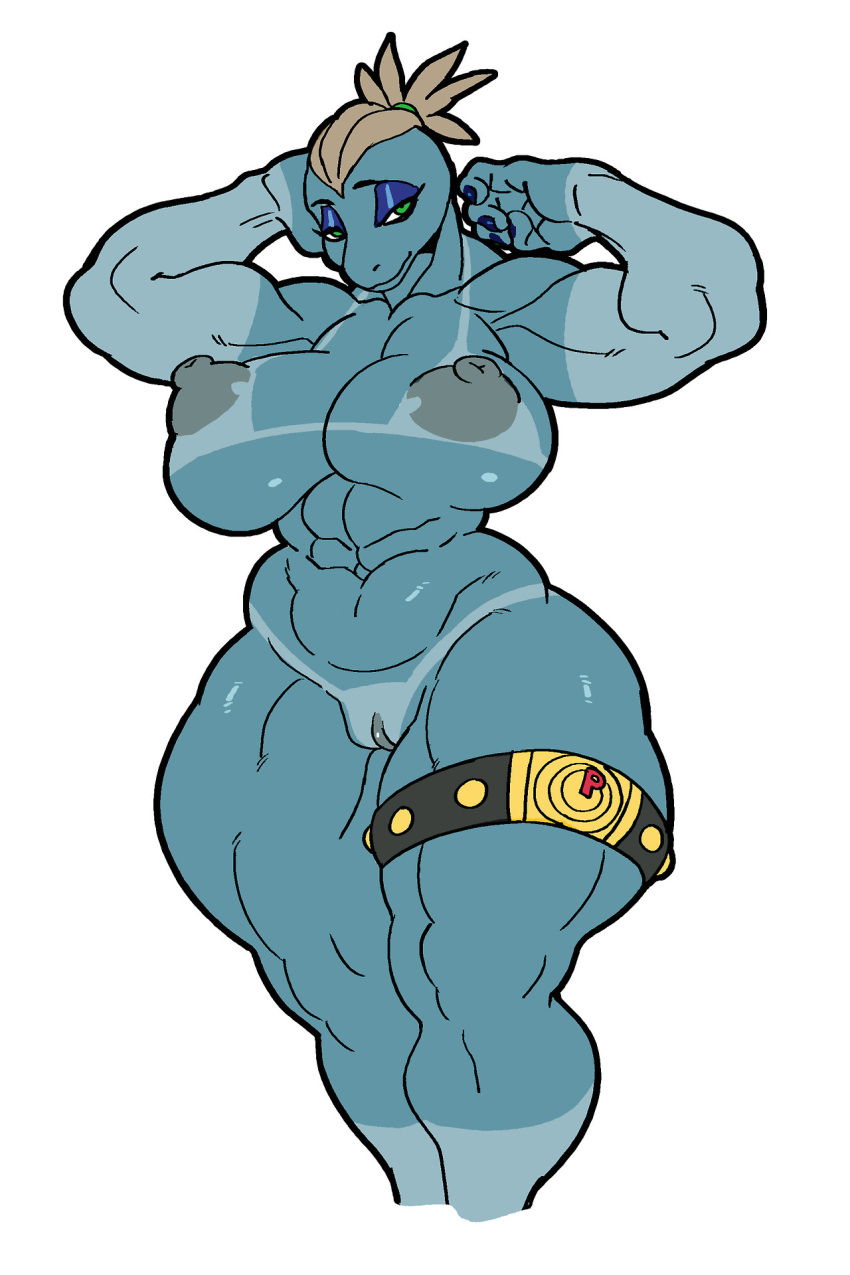 2017 abs anthro anthro_only areola big_breasts breasts erect_nipples female female_machoke female_pokemon huge_breasts jijis-waifus machoke muscular muscular_female navel nintendo nipples nude oh-jiji pokemon pokemon_(species) pussy solo suntan tan_line video_games