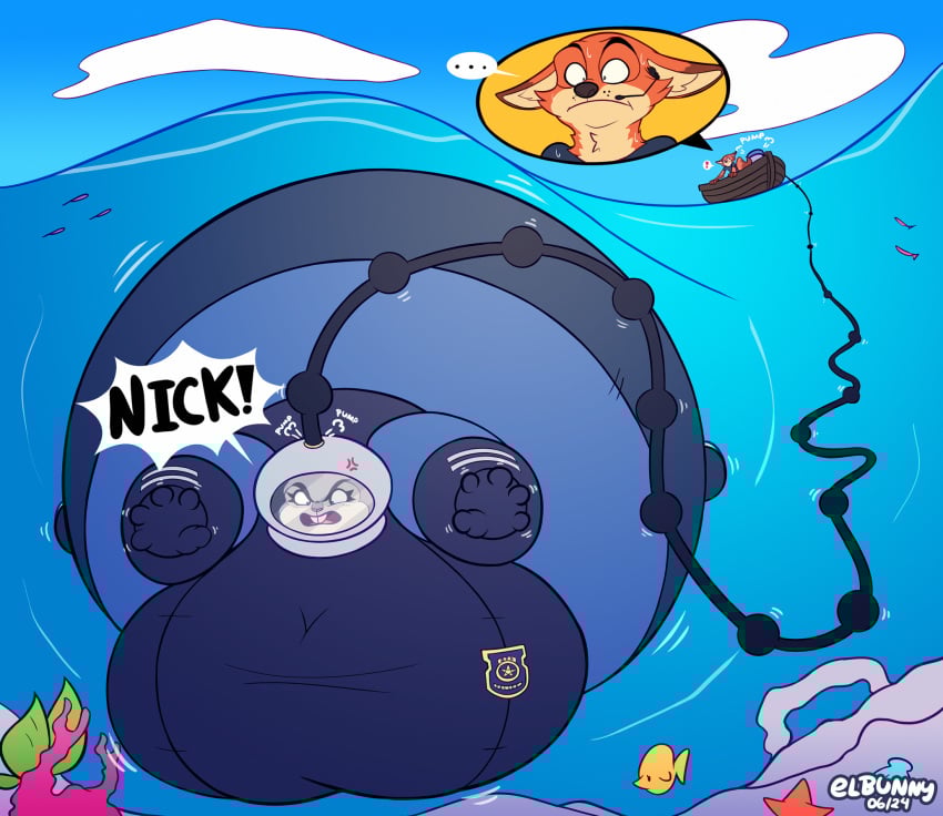 1boy 1girls 2024 anthro big_breasts boat bodily_fluids breasts buckteeth canid canine clothed clothing cross-popping_vein dedoarts digital_media_(artwork) disney duo english_text female fox fur grey_body grey_fur hi_res huge_breasts hyper hyper_breasts inflatable inflatable_suit judy_hopps lagomorph leporid male mammal multicolored_body multicolored_fur nick_wilde rabbit speech_bubble sweat teeth text two_tone_body two_tone_fur underwater vehicle water watercraft zootopia