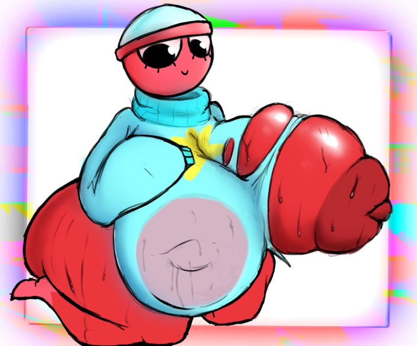 1girls alternate_version_at_source big_ass big_breasts big_thighs breast_focus dandy&#039;s_world dandys_world ghosthaunted142 gigi_(dandy&#039;s_world) hyper_ass hyper_breasts red_body ripped_clothing roblox smile solo solo_female sweater tagme visible_nipples wardrobe_malfunction