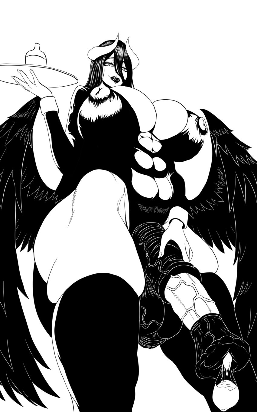 1futa abs albedo_(overlord) alternate_version_available animal_genitalia balls big_balls big_breasts big_penis black_and_white black_hair black_lipstick breasts breasts_bigger_than_head condom condom_on_penis cum cum_in_condom curvaceous curvy curvy_figure demon demon_girl demon_horns equine_genitalia equine_penis erect_nipples erect_nipples_under_clothes erection fit_futanari flared_penis futa_only futanari horns horseballs horsecock horsecock_futanari huge_balls huge_breasts huge_cock krubinka legwear lipstick long_hair mostly_clothed overlord_(maruyama) penis puffy_lips solo solo_futa stockings succubus tagme thick_thighs voluptuous voluptuous_futanari white_background wide_hips wings