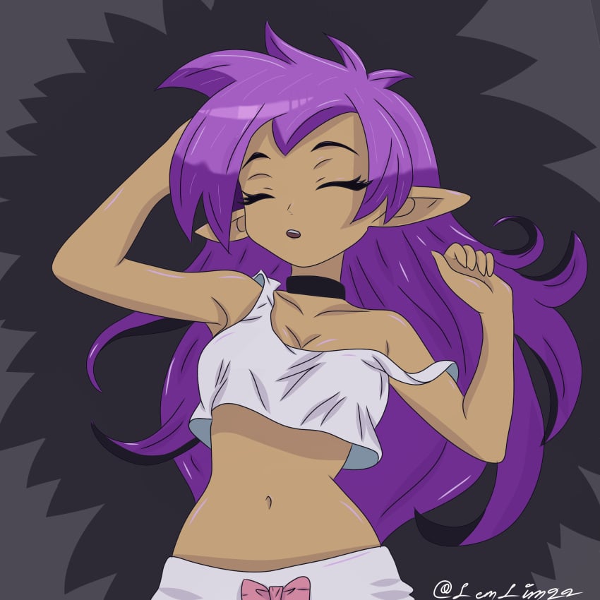 1girls armpit female female/solo female_solo human lemlin22 midriff pajamas parody shantae shantae_(character) sleep sleeping solo video_games videogame wayforward