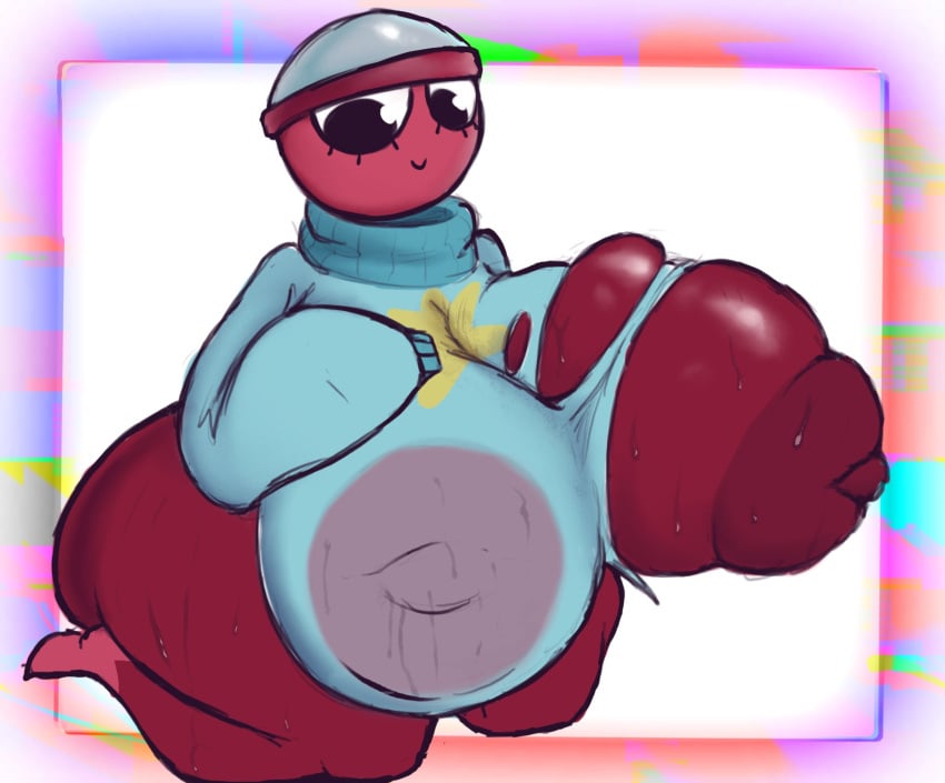 1girls alternate_version_at_source big_ass big_breasts big_thighs breast_focus dandy&#039;s_world dandys_world ghosthaunted142 gigi_(dandy&#039;s_world) hyper_ass hyper_breasts red_body ripped_clothing roblox smile solo solo_female sweater tagme visible_nipples wardrobe_malfunction