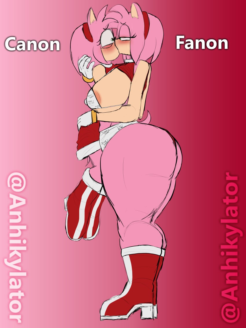 amy_rose anhikylator big_ass big_breasts canon_vs_fanon height_difference huge_breasts lesbian lesbian_kiss lifting lifting_person selfcest sonic_(series) tagme unwilling_kiss yuri